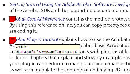 Link errors are marked with text notes