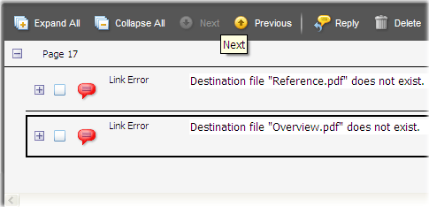 Link errors are marked with text notes