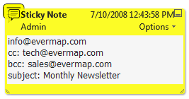 Using sticky note for adding e-mail recipients to the existing PDF files