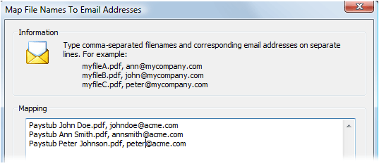 Filename to email mapping