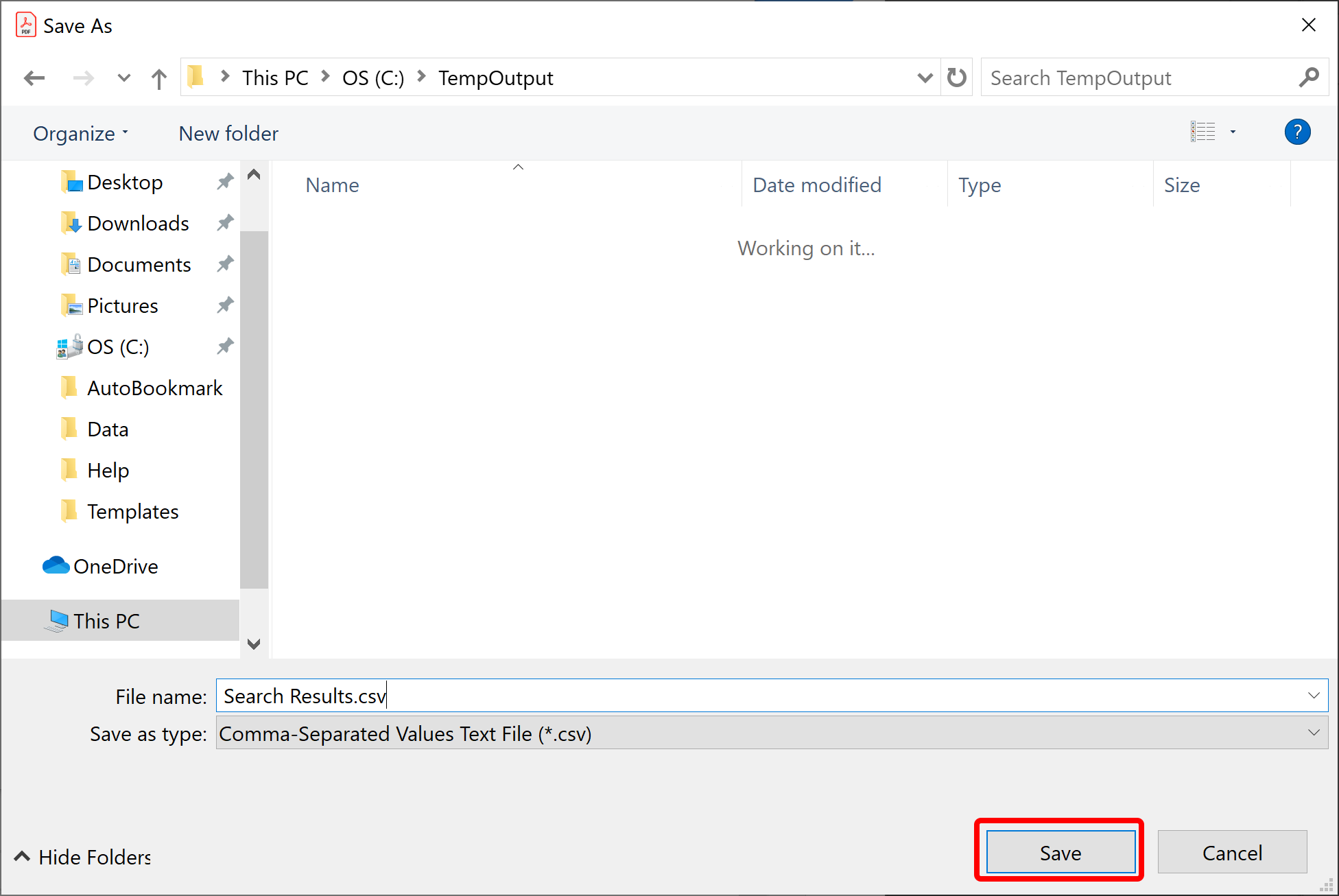 Select output file location