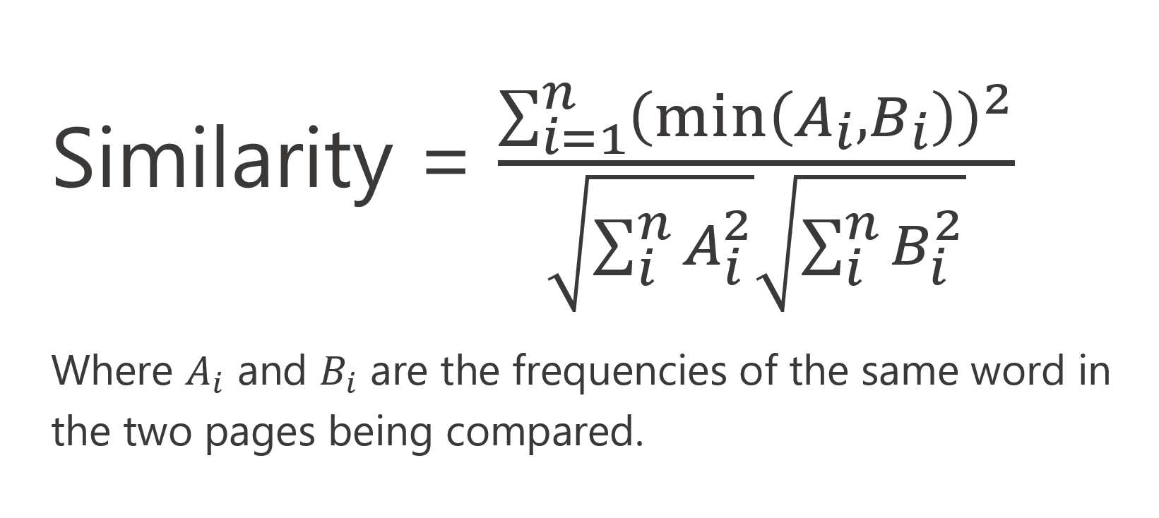 Formula for the modified cosine metric