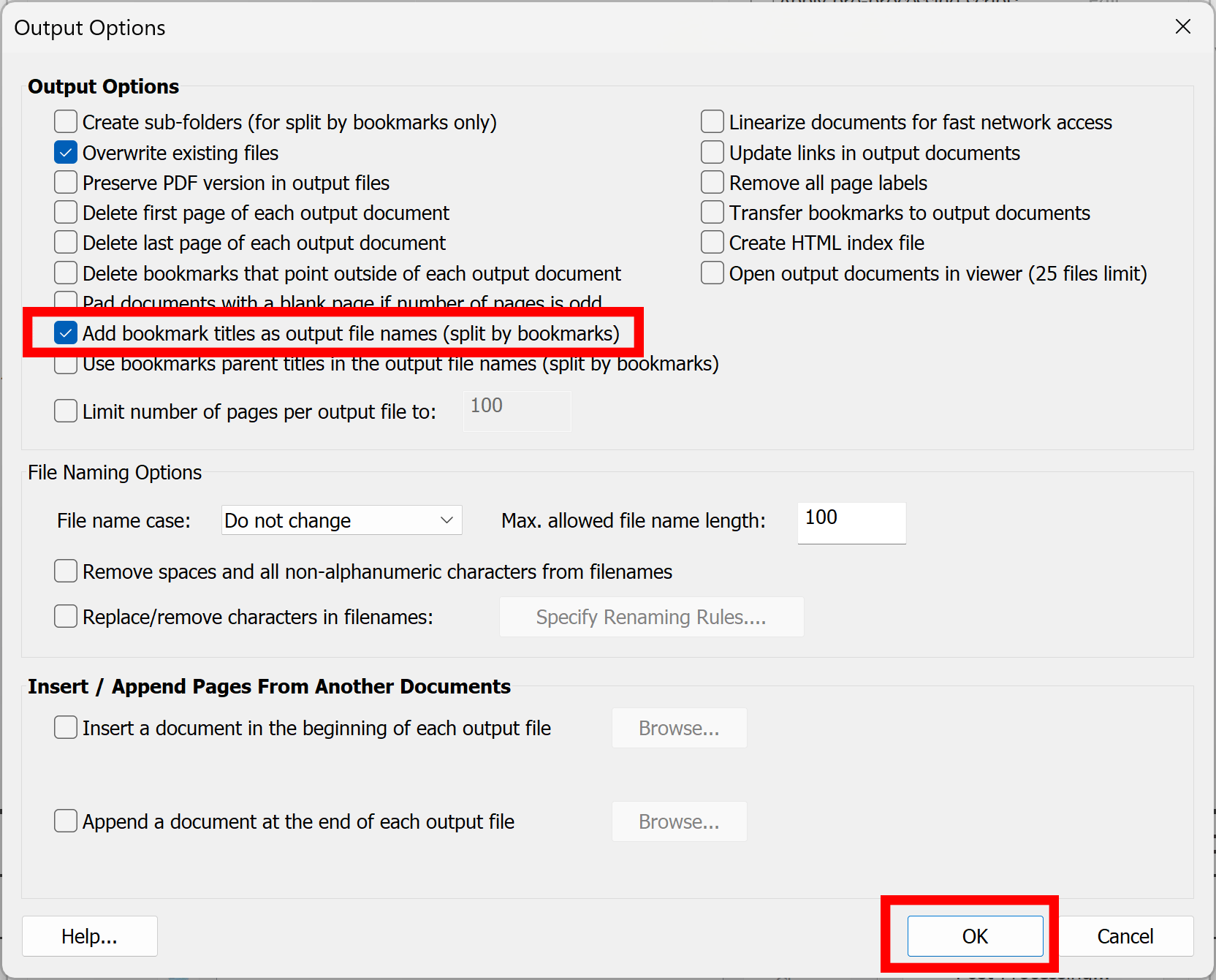 Check Create sub-folders option