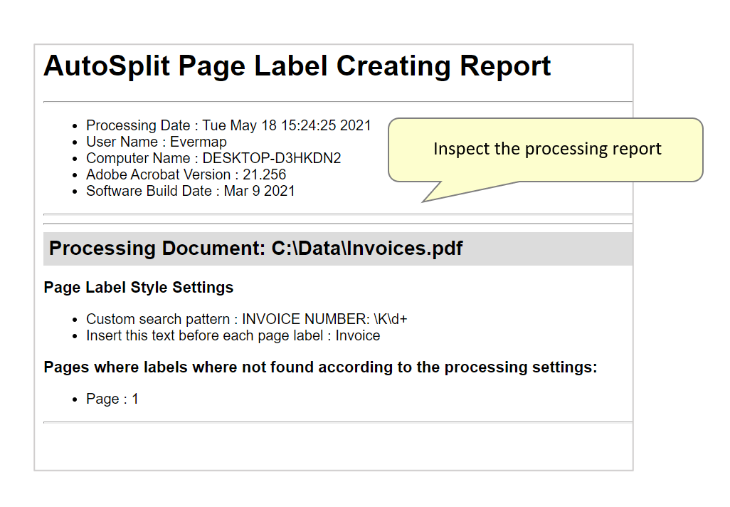 check processing report