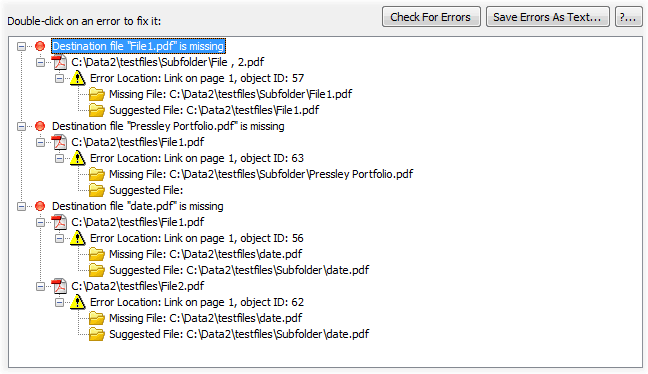Fixing Link Errors In Document Sets