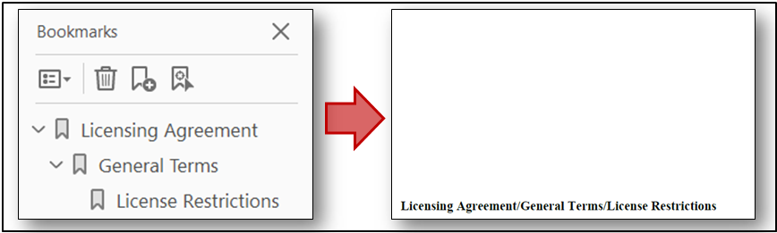 Printing PDF bookmark titles on corresponding pages