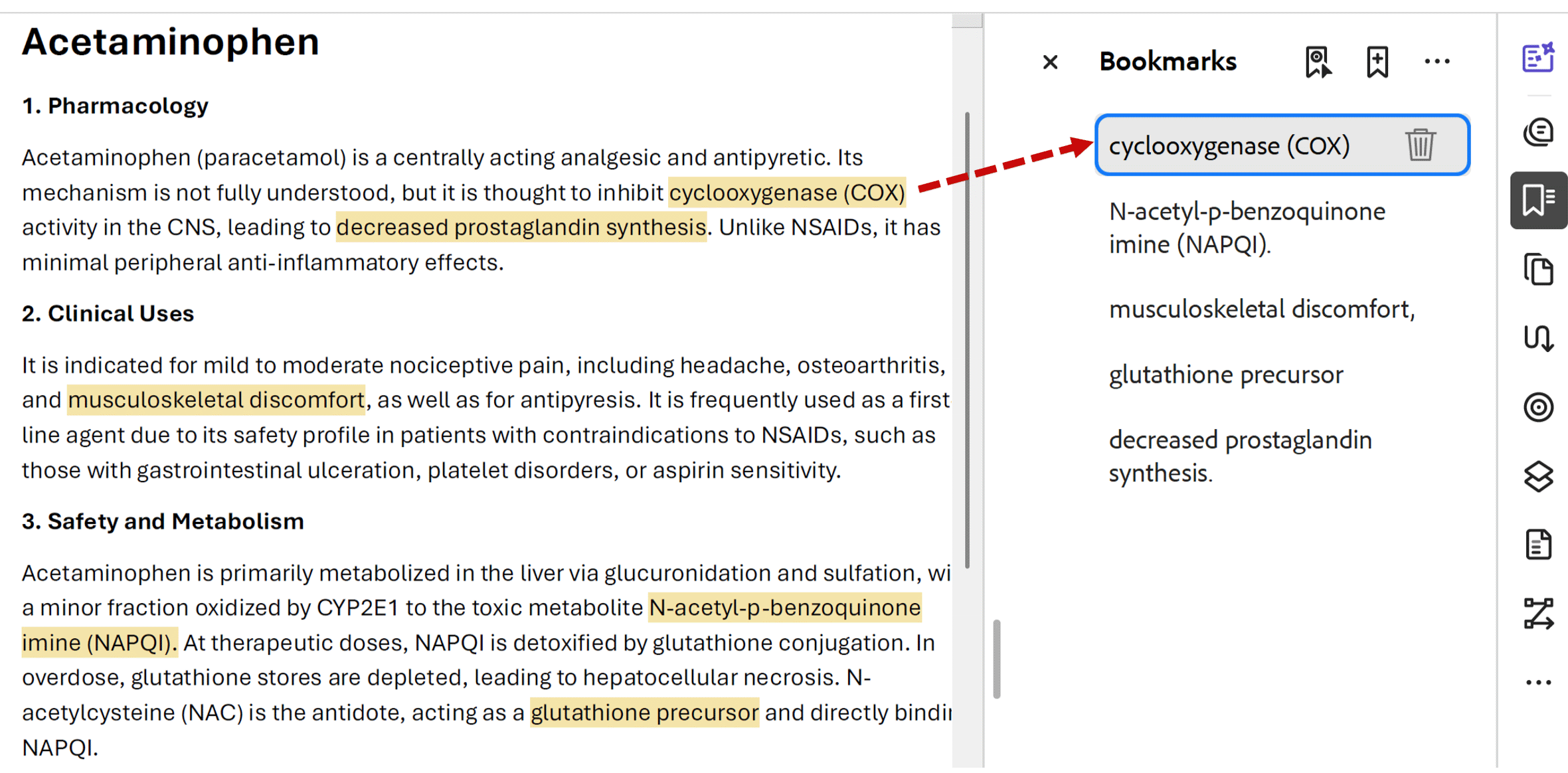 single-level PDF bookmarks from Highlights