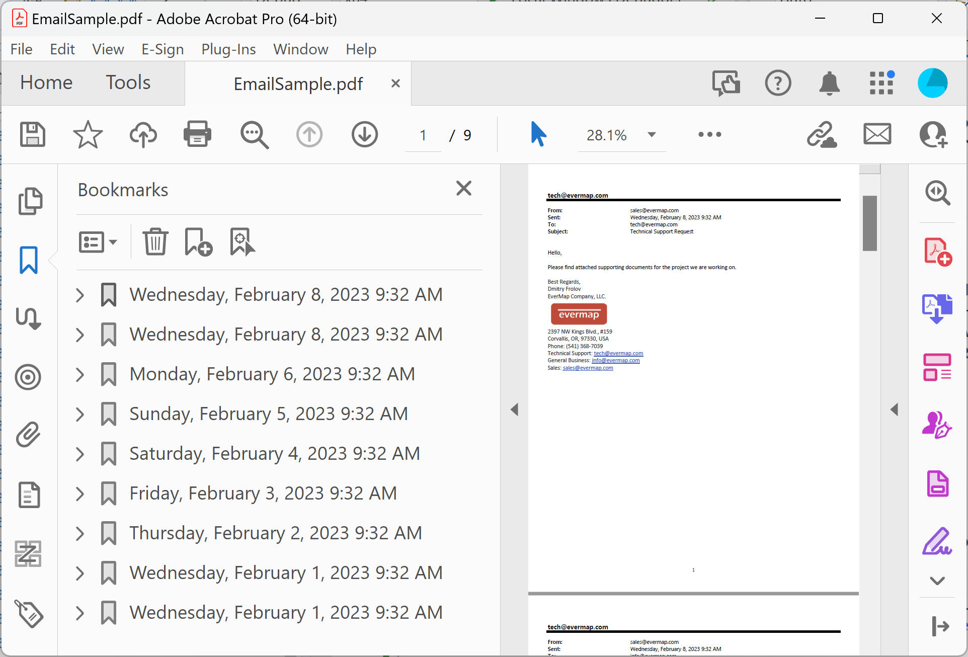 Open bookmark text patterns dialog