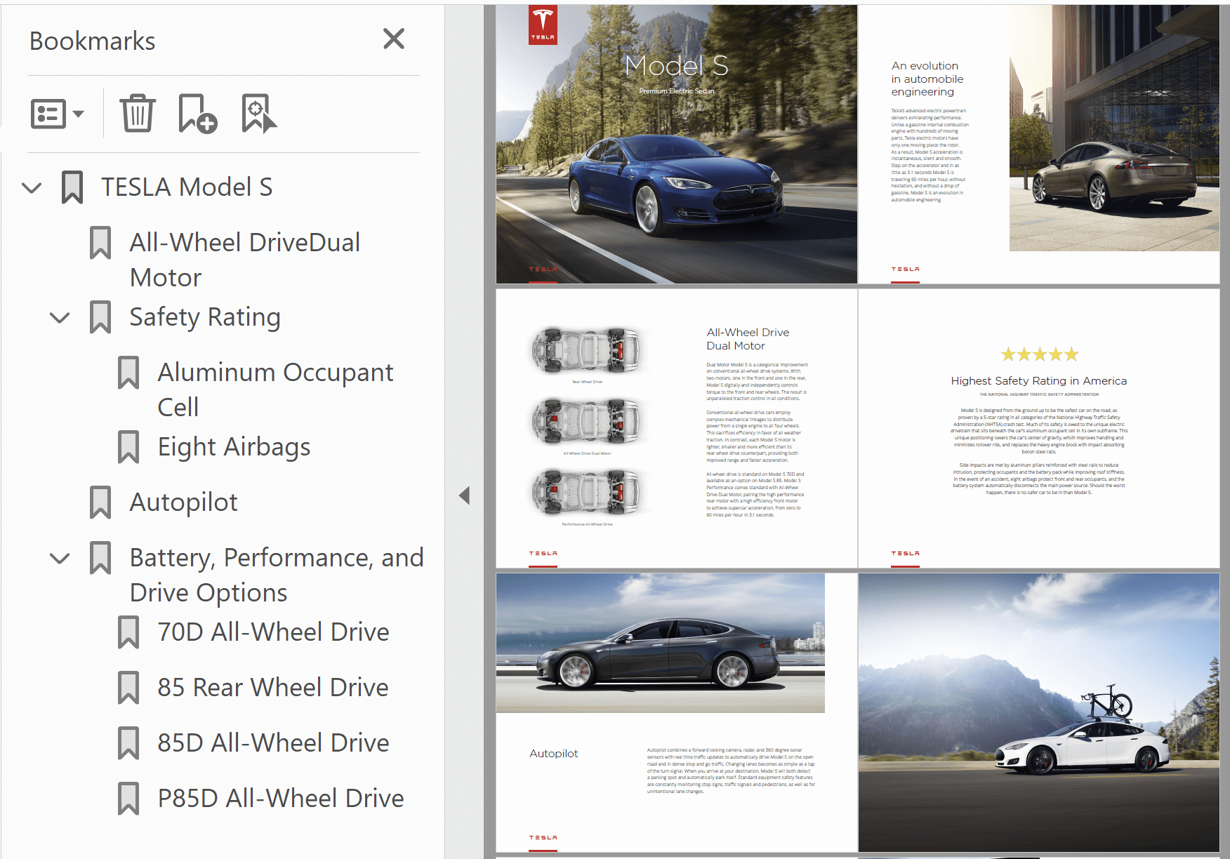 PDF document with bookmarks