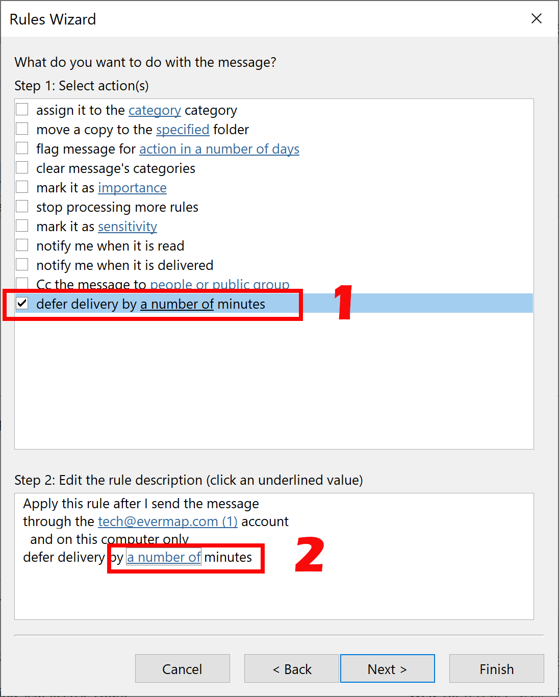 select defer delivery option