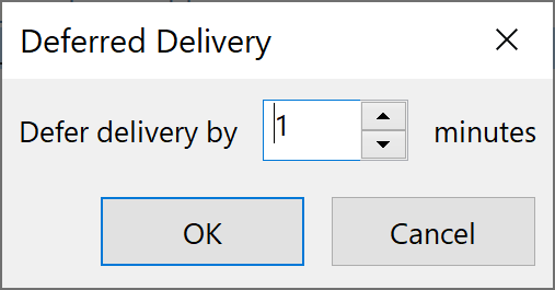select number of minutes to defer emailing