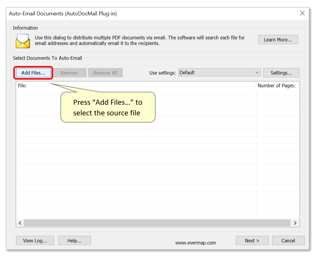 Use Add Files button
