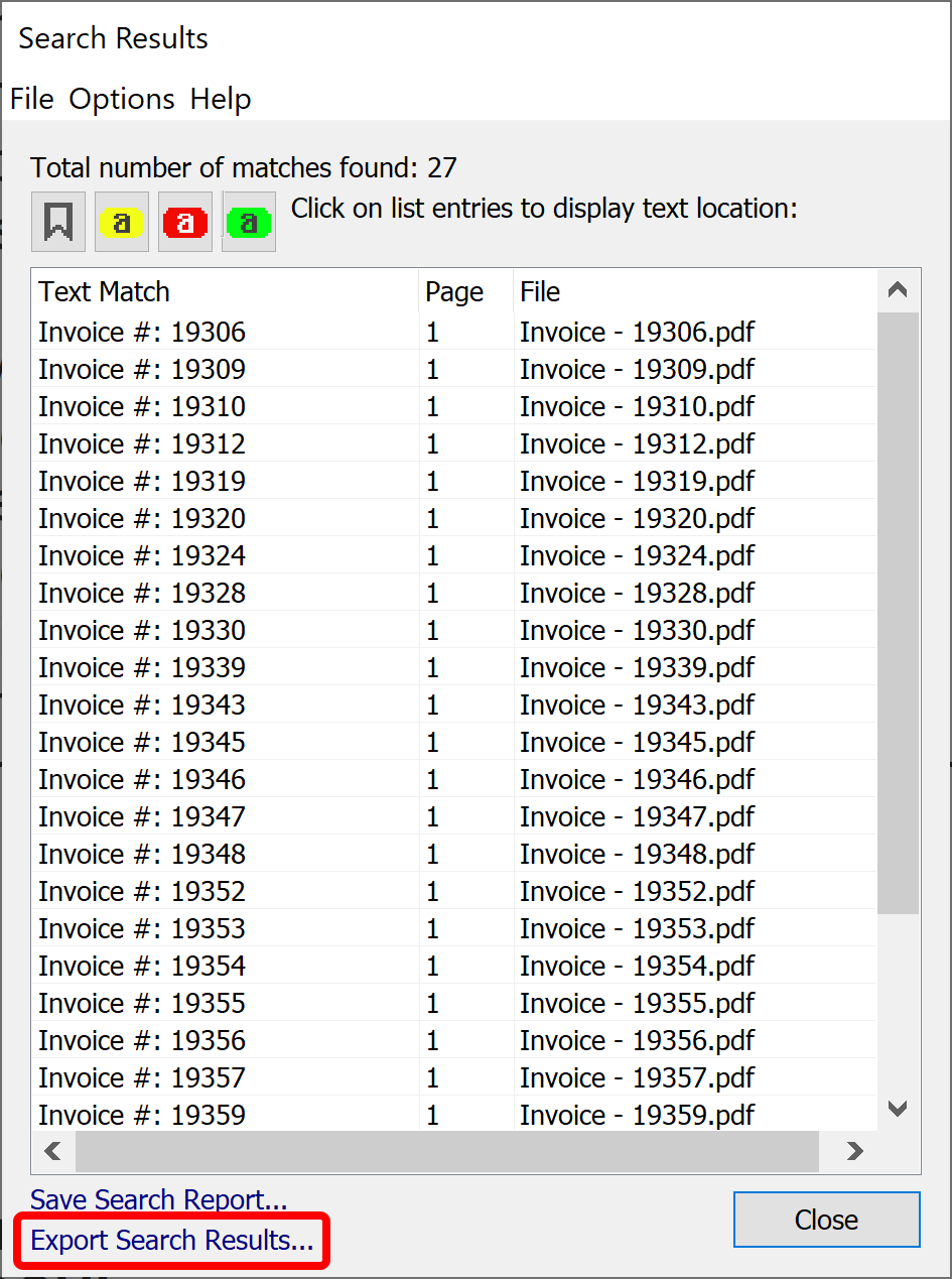 Inspect search results