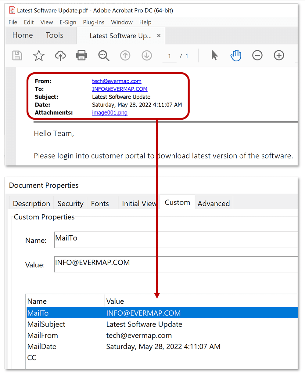 Saving data fields as document metadata