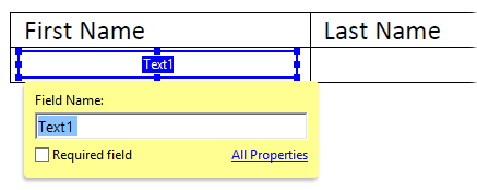 Naming the PDF form field