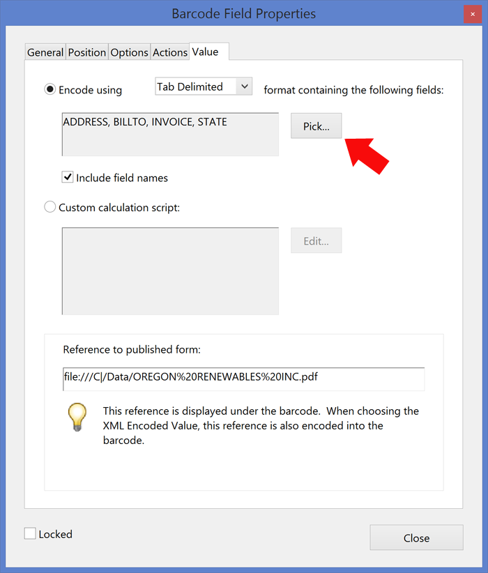 Choose fields to encode