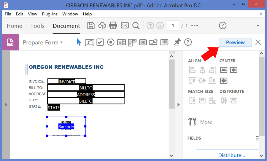 Close Prepare Form tool