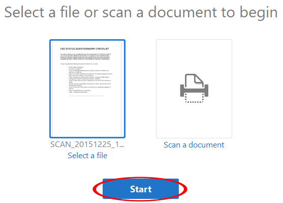 Select a file or scan document to begin