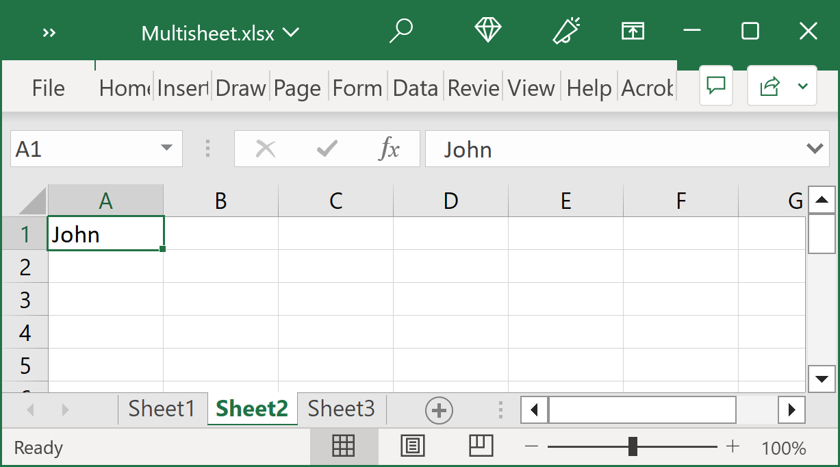 Screenshot of Sheet2 worksheet