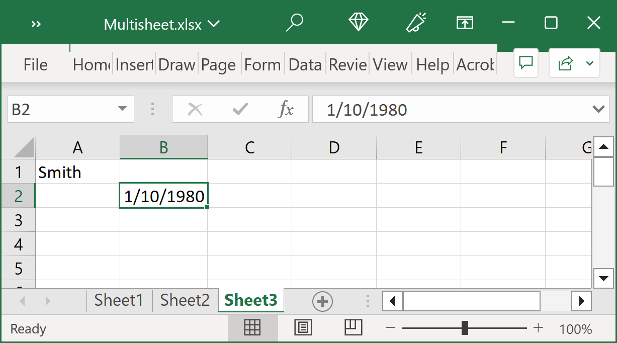 Screenshot of Sheet3 worksheet