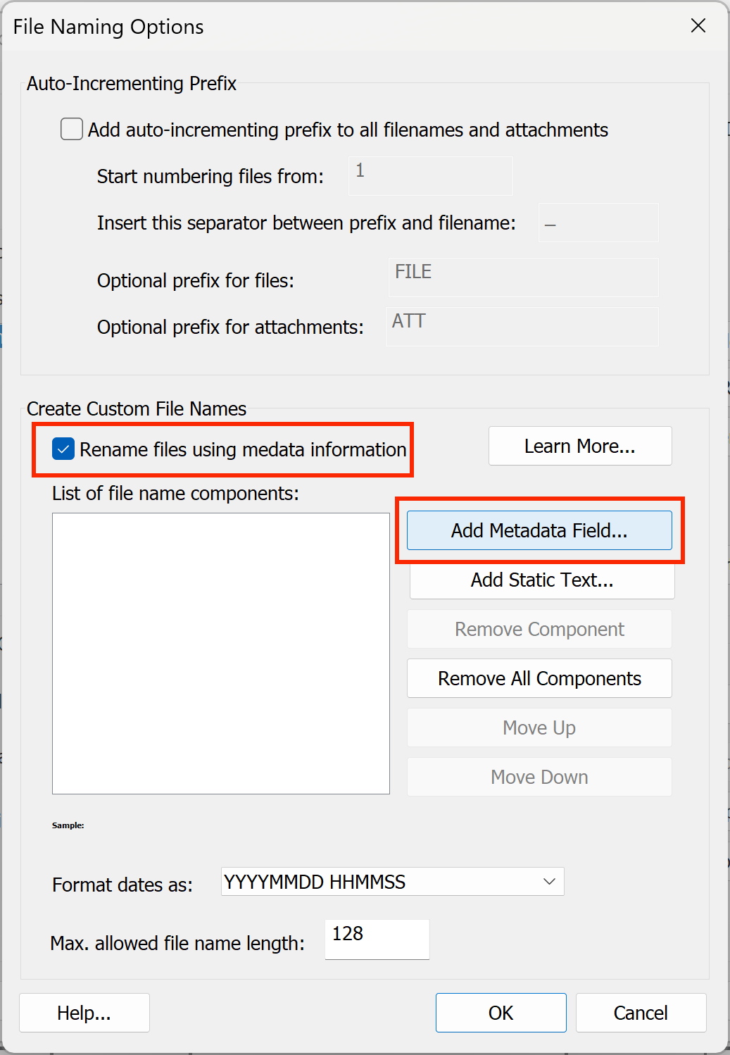 Press Add Metadata Field button