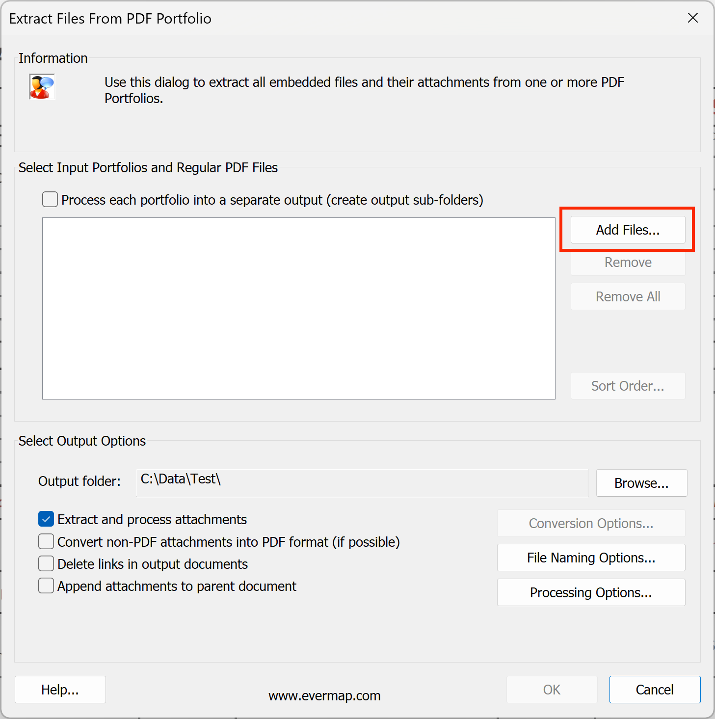 Press Add Files button