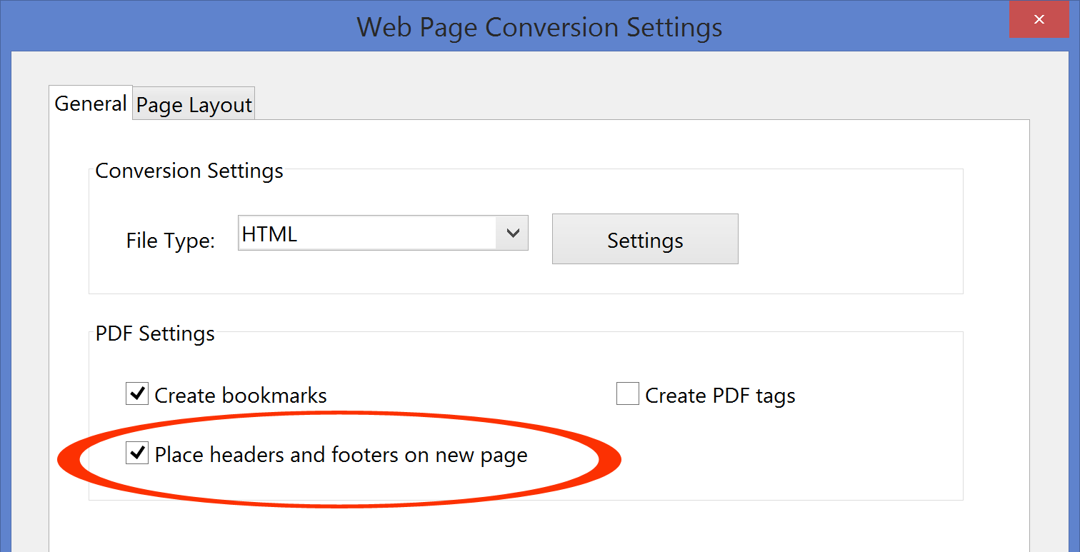 Uncheck headers/footers option