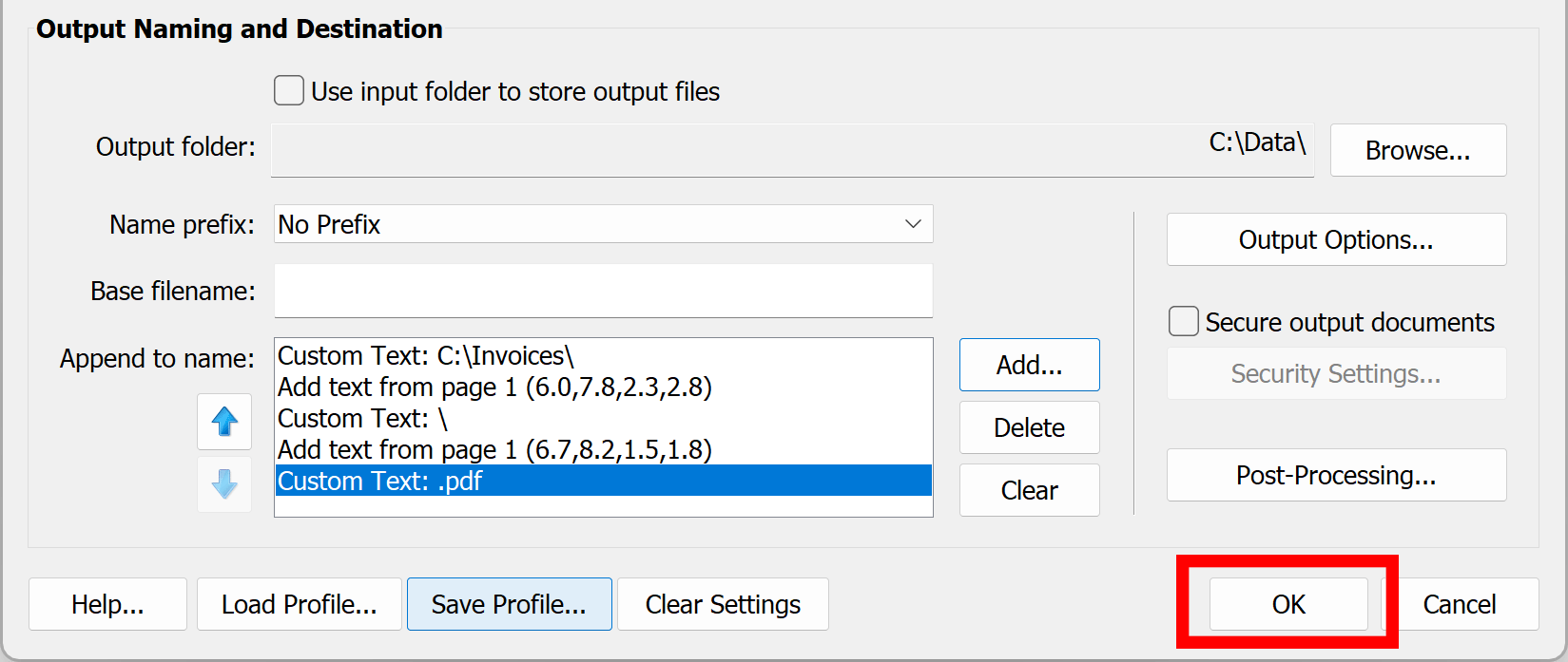 Press OK button to proceed to splitting