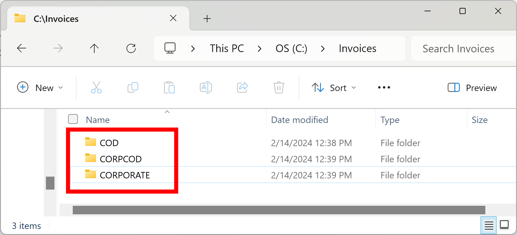 Output folders created