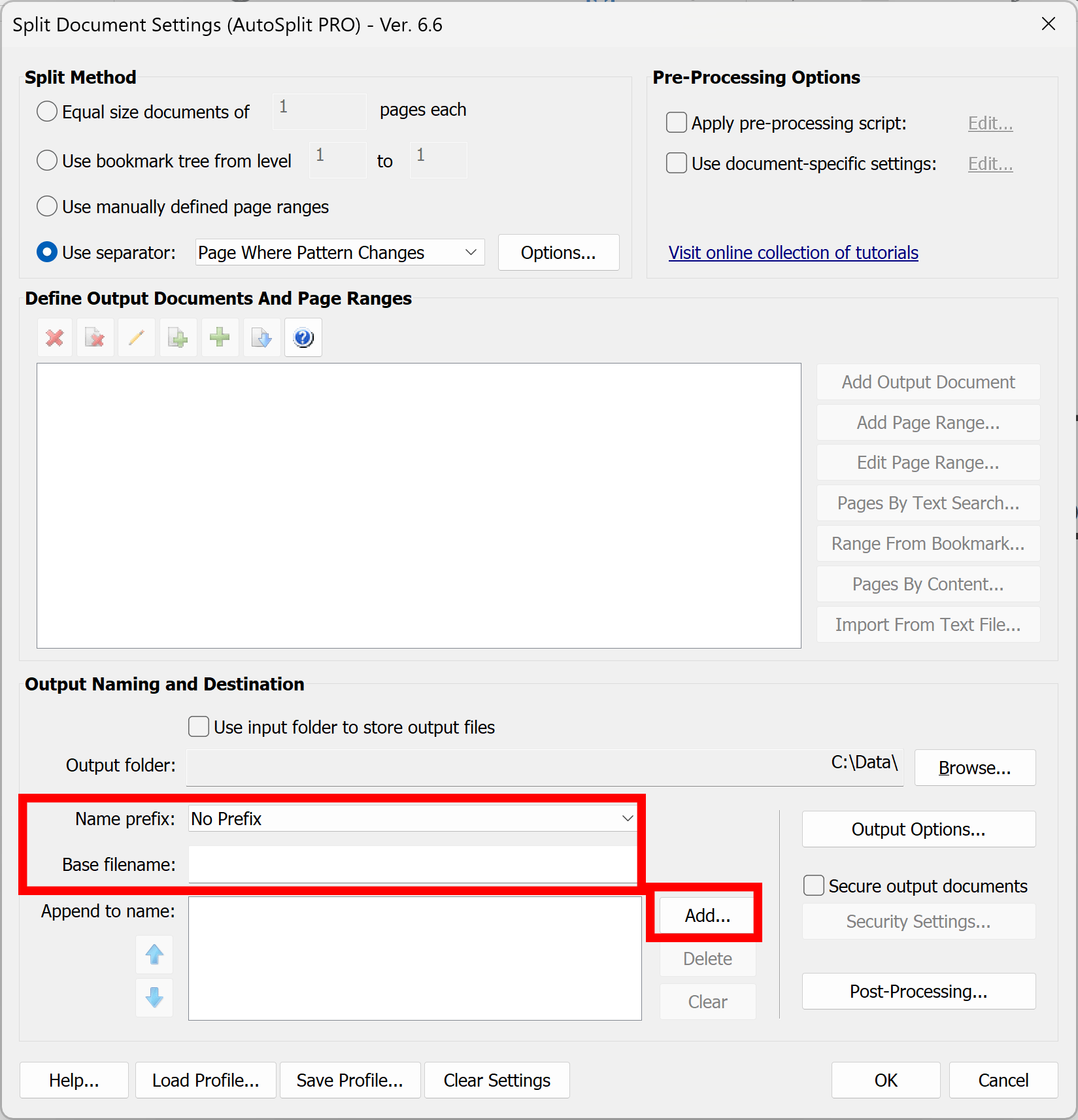 Define output file naming scheme
