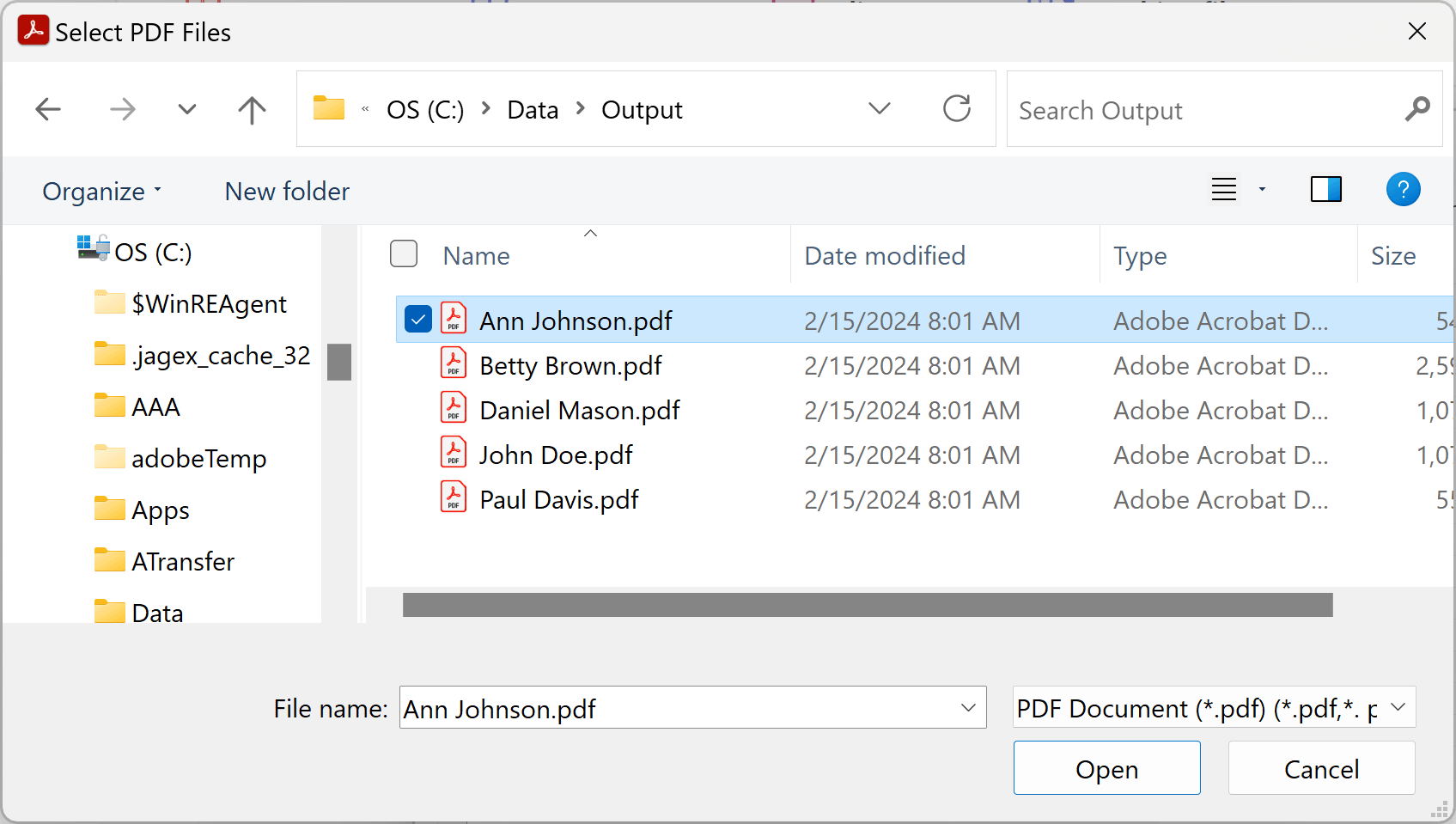 Select input files