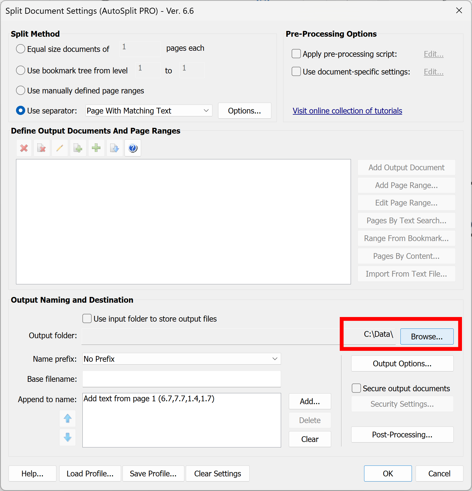 Specify a folder where to store output PDF files