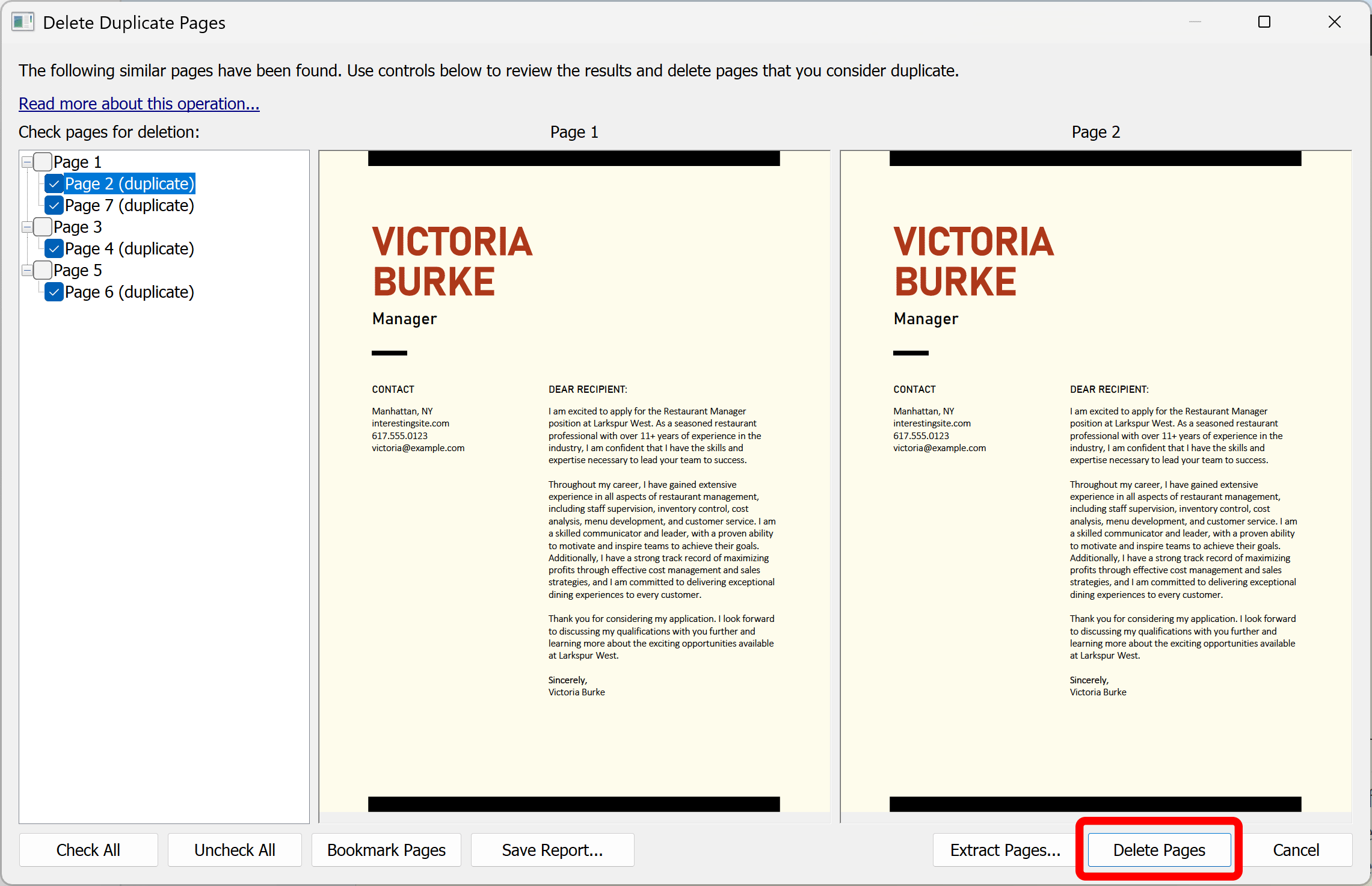 Confirm page deletion