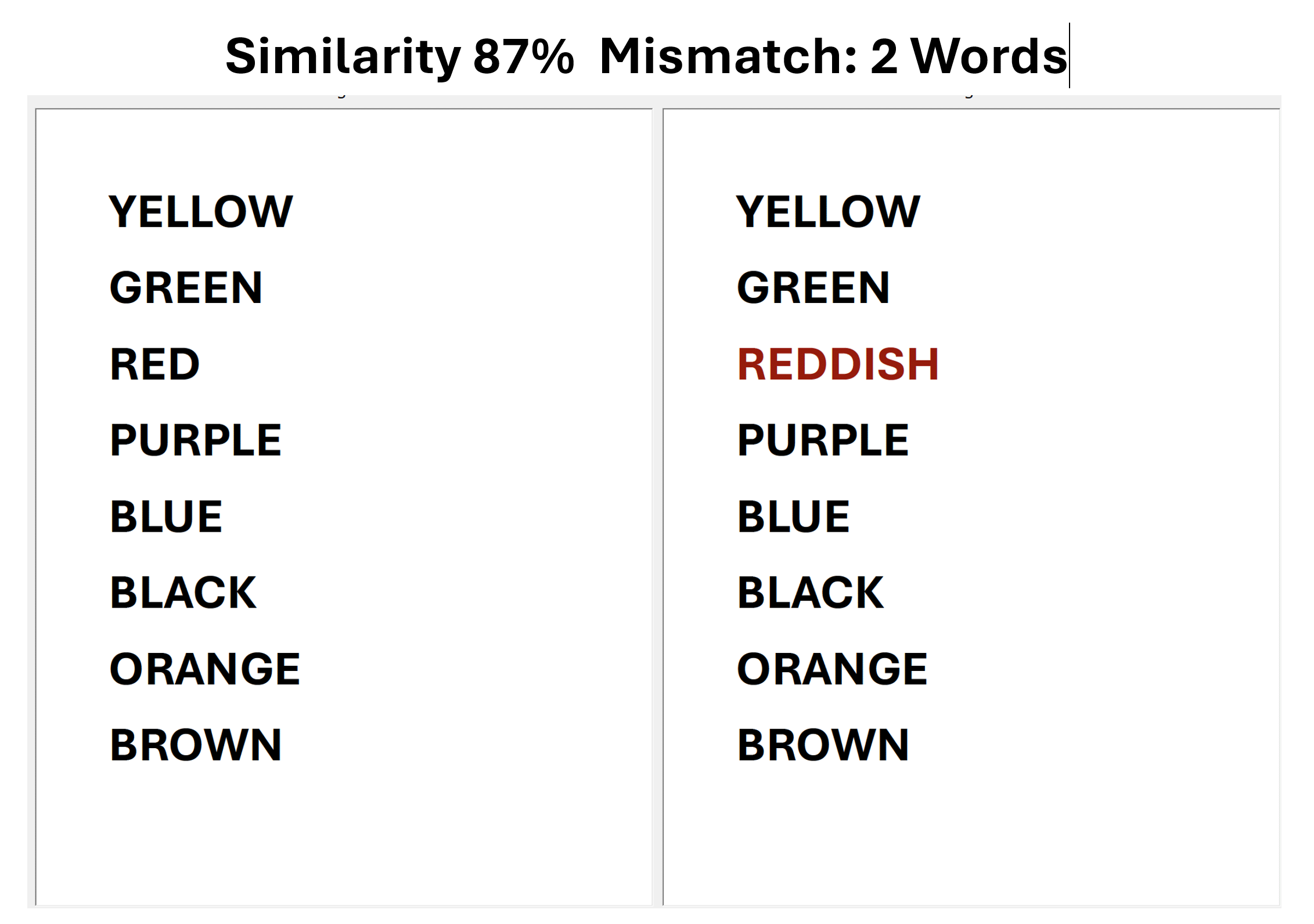 Example 2 - mismatch 2 words