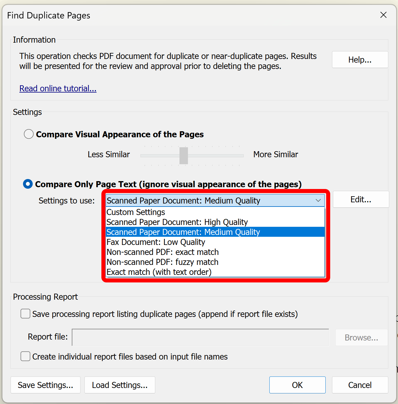 Select predefined settings to use