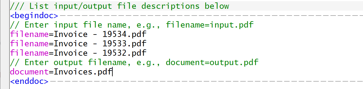 Begindoc and Enddoc syntax