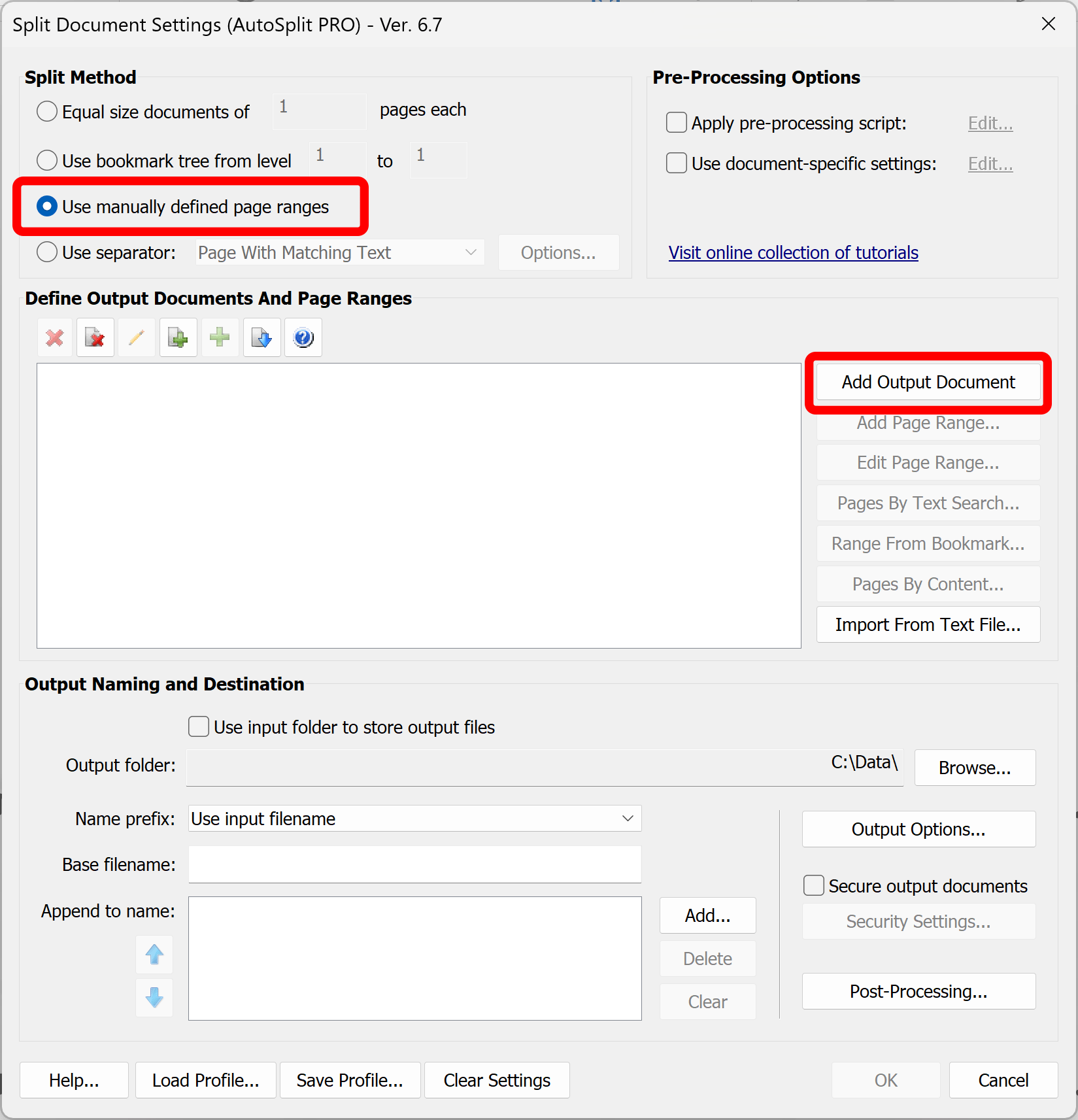 Select splitting method
