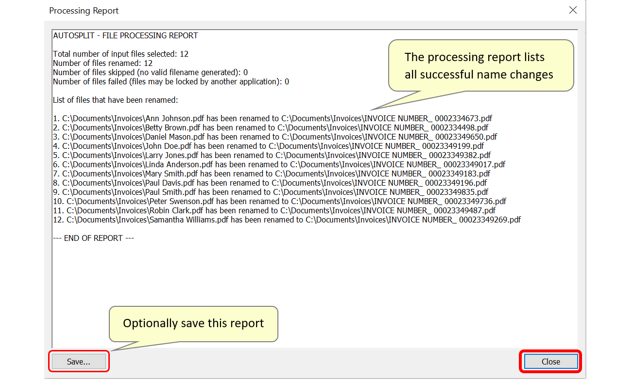Review processing report