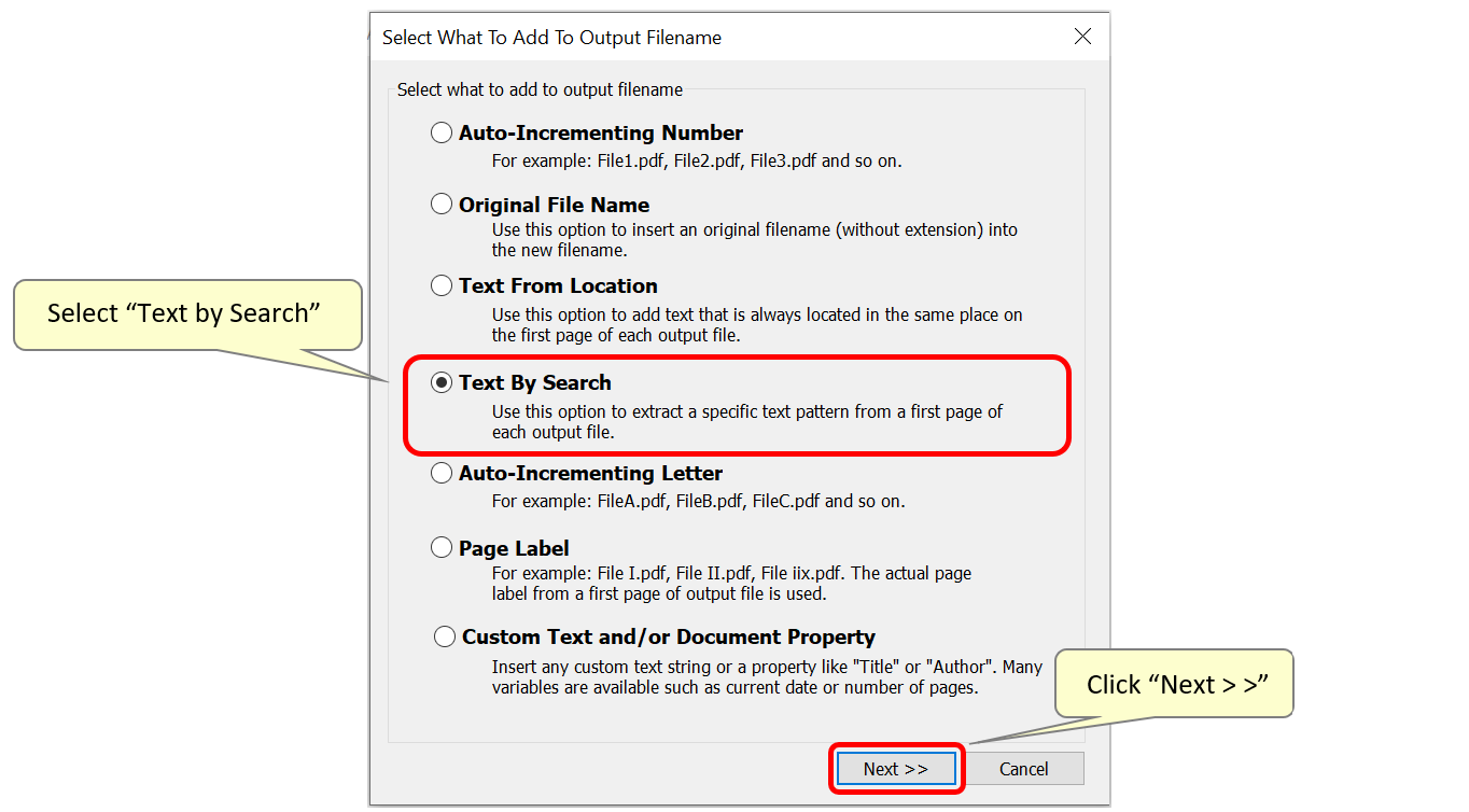 Select Text by Search option