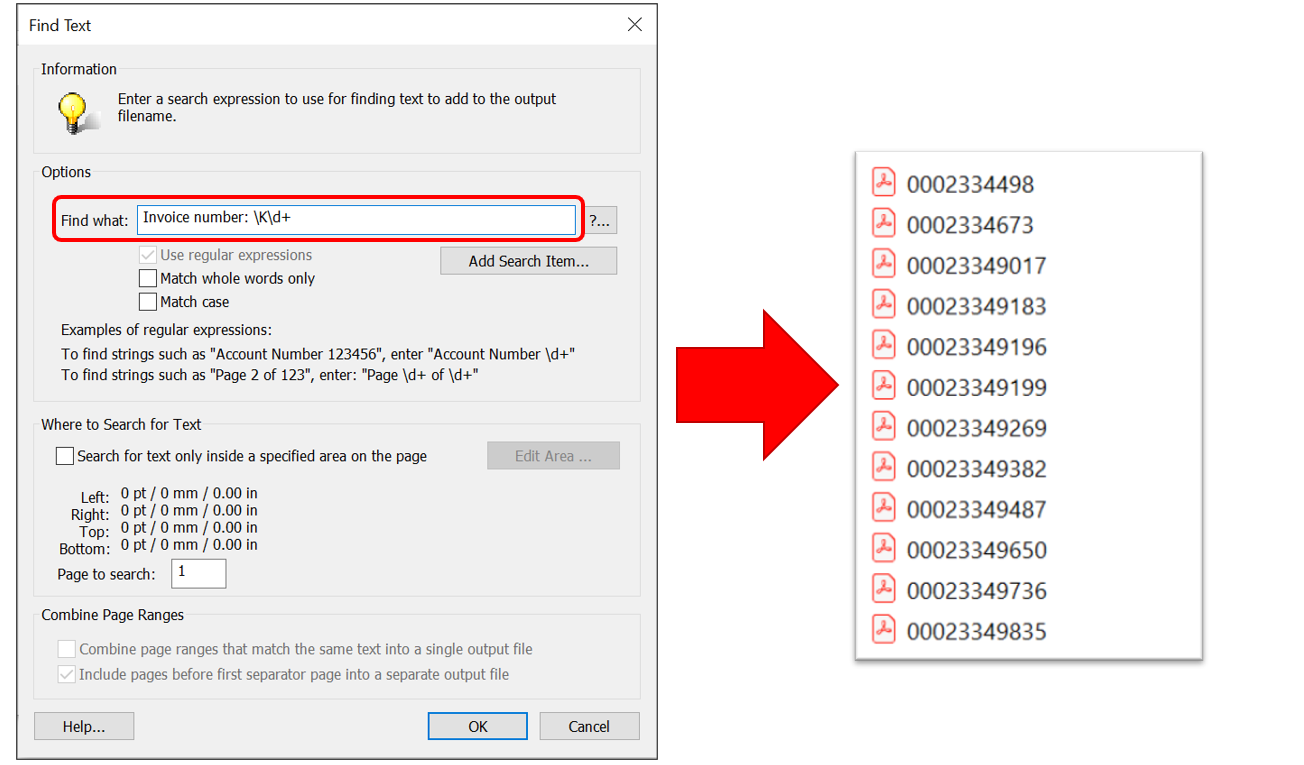 Searching for invoice number and skiping text