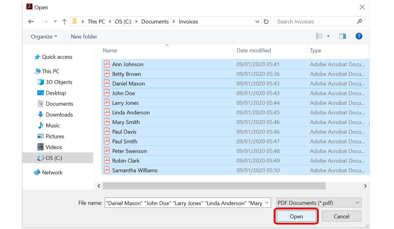 Select multiple files