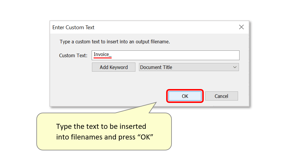 type custom text