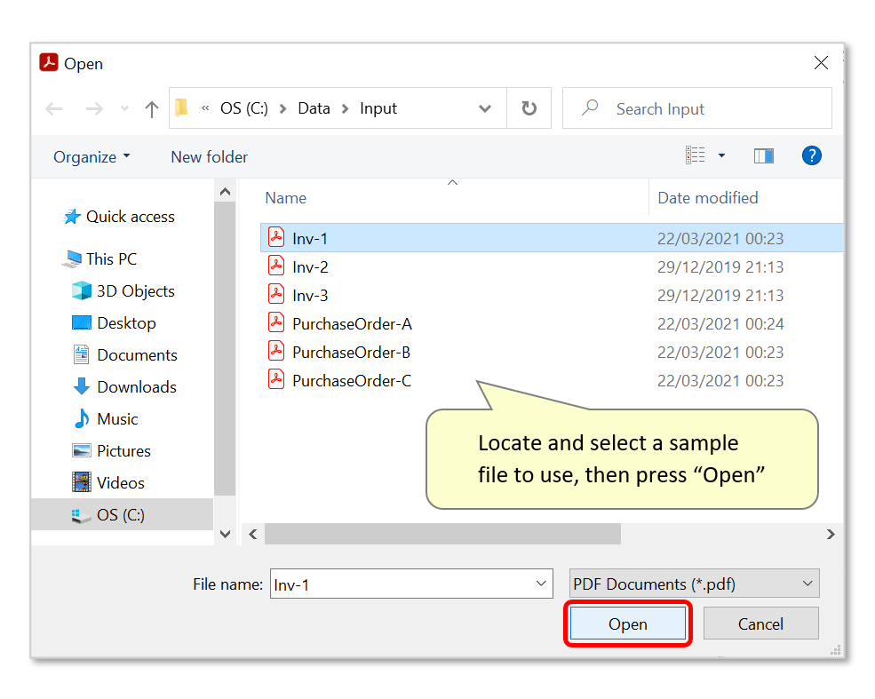 select sample file