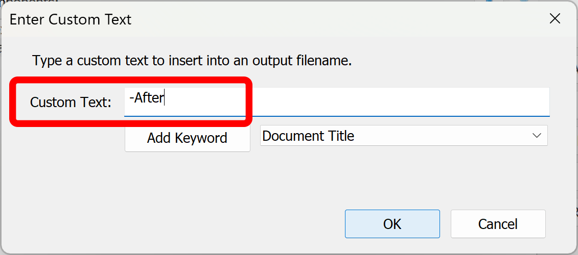 Enter custom text