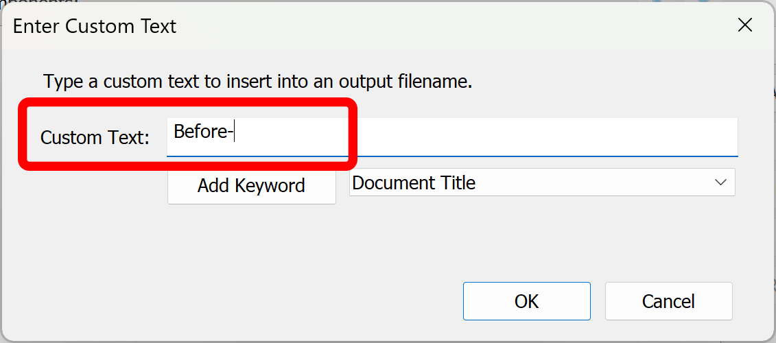 Enter custom text
