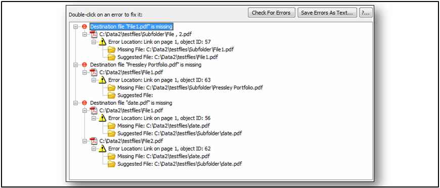Fixing Link Errors In Document Sets